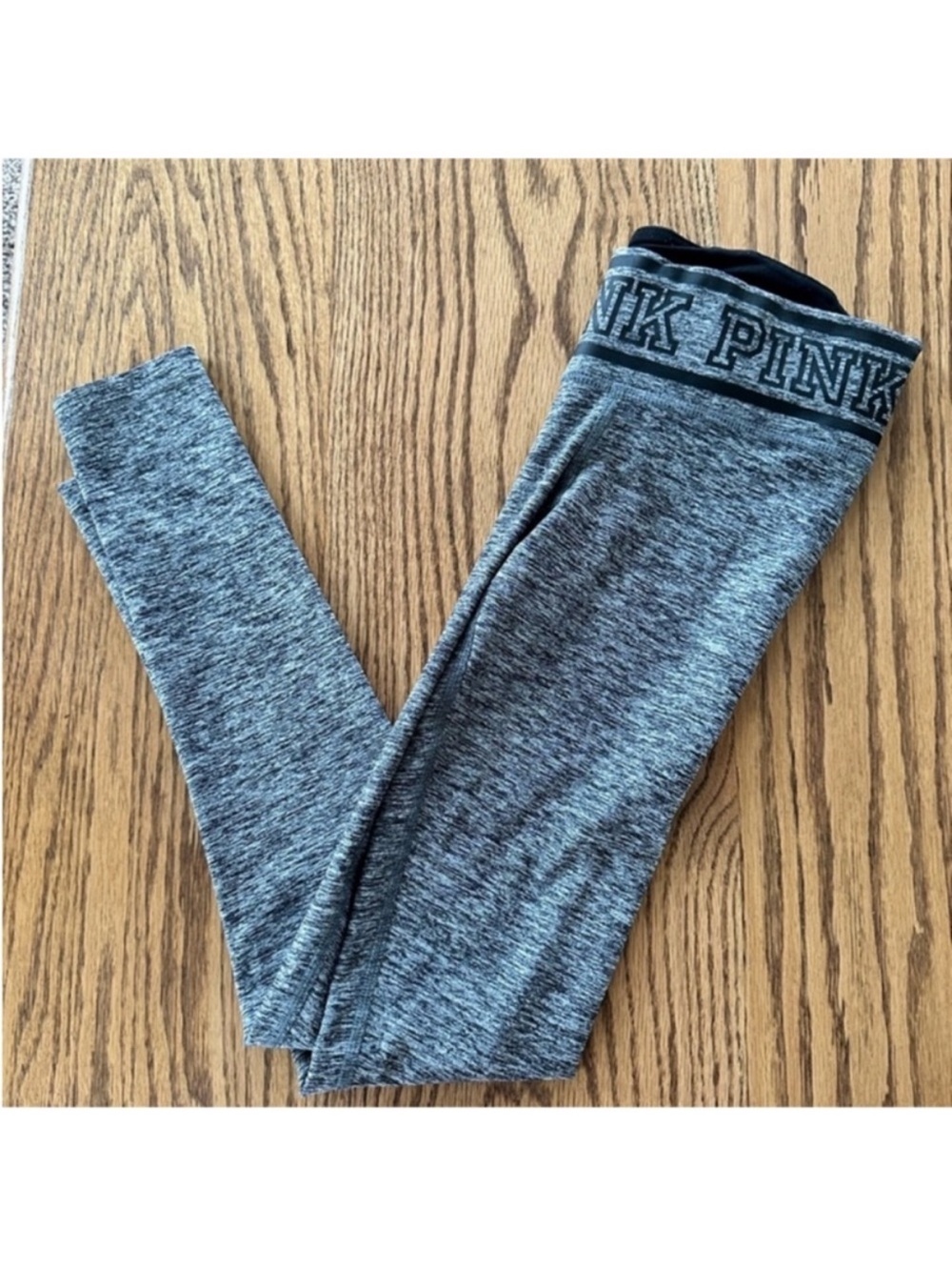 PINK Victoria's Secret Gray Marled heathered Leggings with workout Waistband